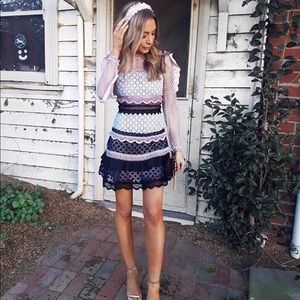 NWT Self-Portrait Bellis Lace Trim Dress